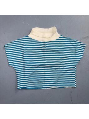 Vtg 1960s Striped Festival Shirt Boho Crop Top T Shirt Hippie Turtleneck 60s